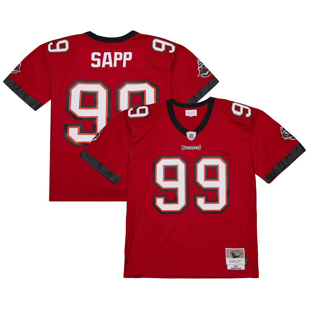 Men's Mitchell & Ness Warren Sapp Red Tampa Bay Buccaneers 2002 Legacy Replica Jersey