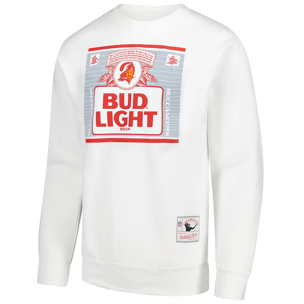 Men's Mitchell & Ness x Bud Light White Tampa Bay Buccaneers The Crest Pullover Sweatshirt