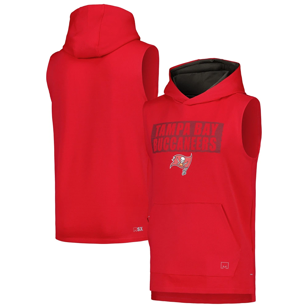 Men's MSX by Michael Strahan Red Tampa Bay Buccaneers Marathon Sleeveless Pullover Hoodie