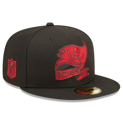 Men's New Era Black Tampa Bay Buccaneers Color Dim Throwback 59FIFTY Fitted  Hat