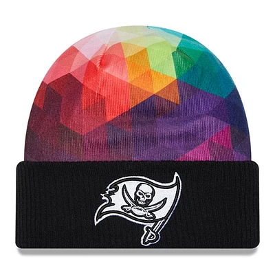 Bonnet en tricot à revers NFL Crucial Catch New Era noir pour hommes des Buccaneers de Tampa Bay 2023