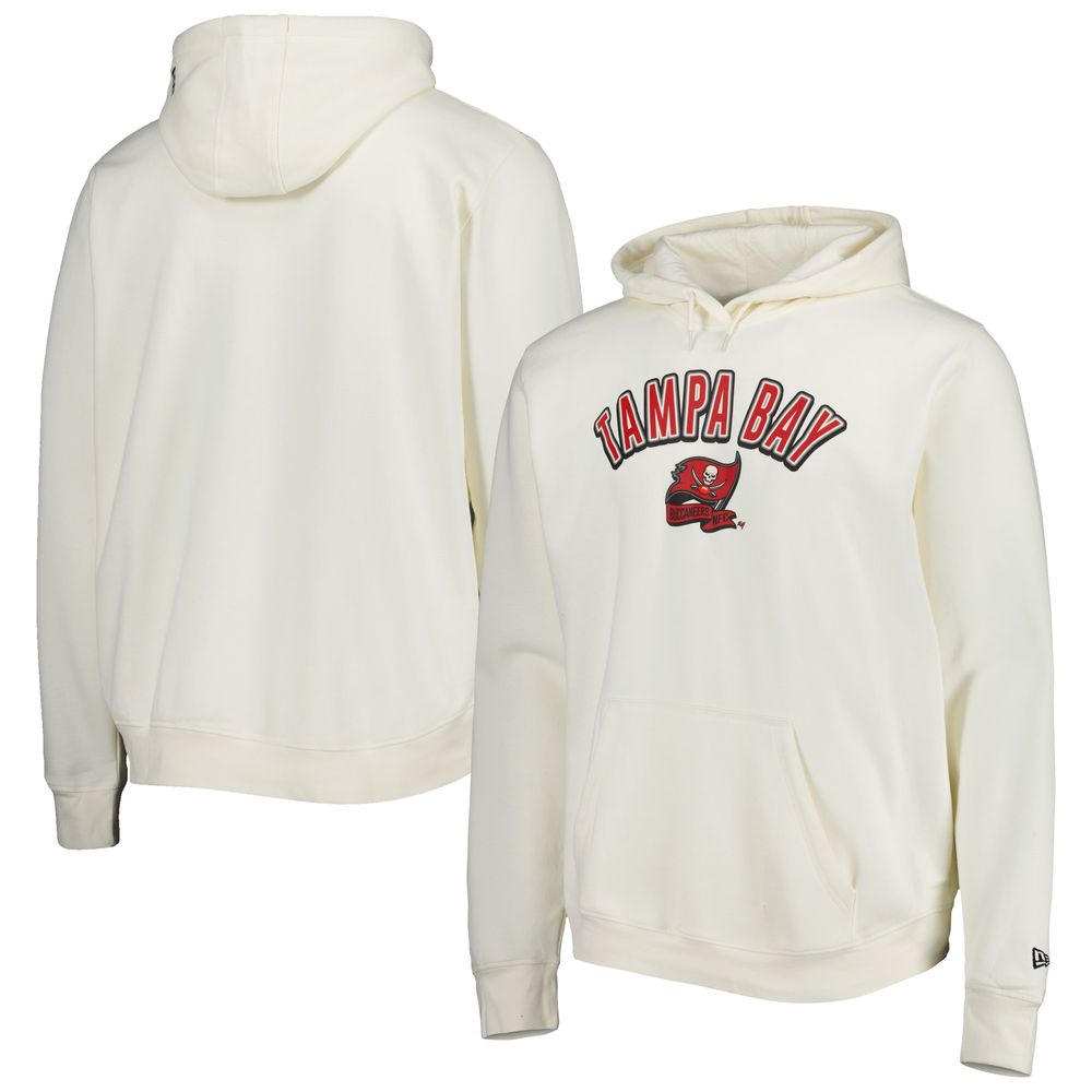 Men's New Era Cream Tampa Bay Buccaneers Sideline Chrome Pullover Hoodie