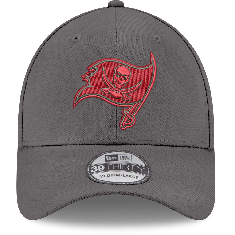 Men's New Era Graphite Tampa Bay Buccaneers Primary Logo Storm 39THIRTY Flex Hat