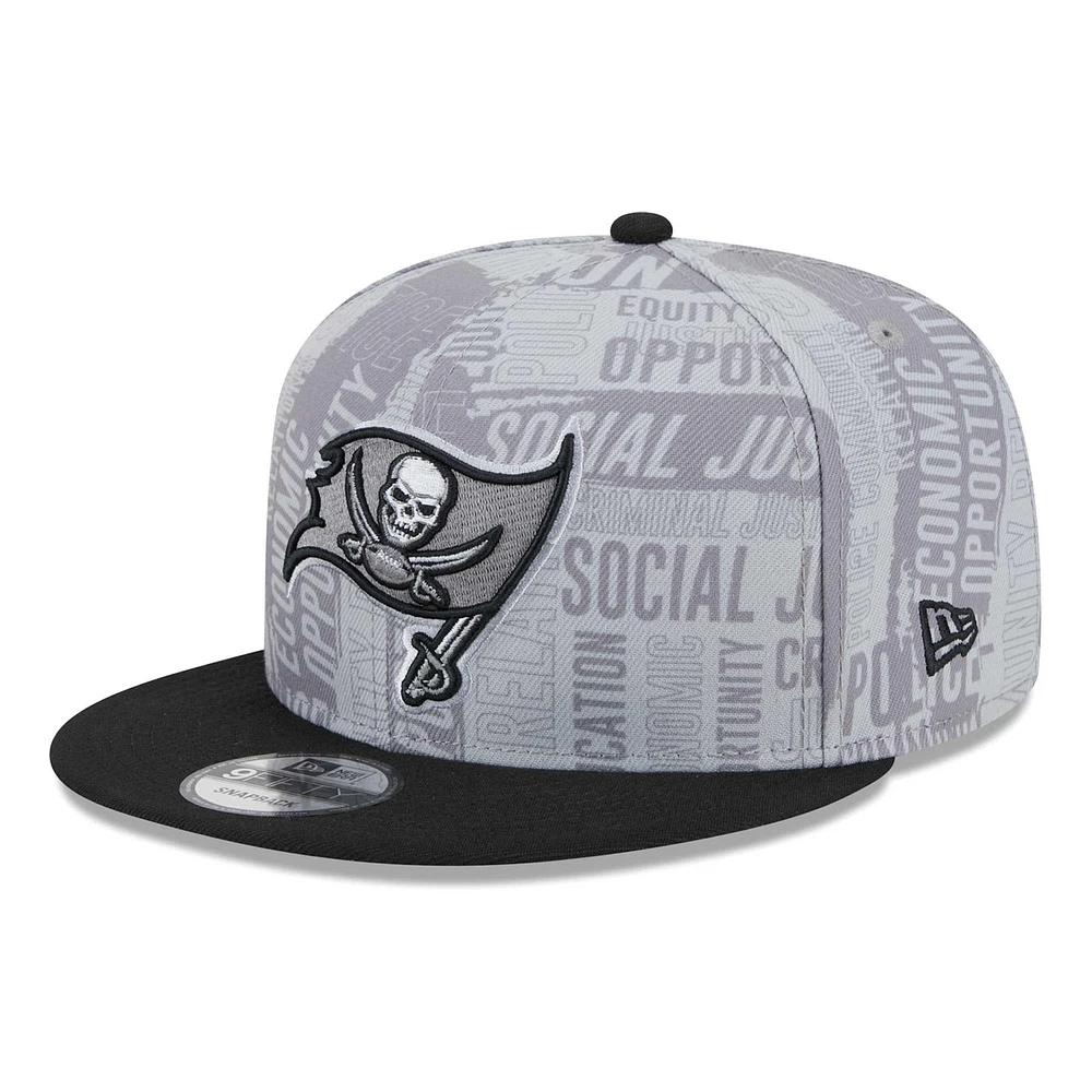 Men's New Era Gray/Black Tampa Bay Buccaneers Inspire Change 9FIFTY Snapback Hat