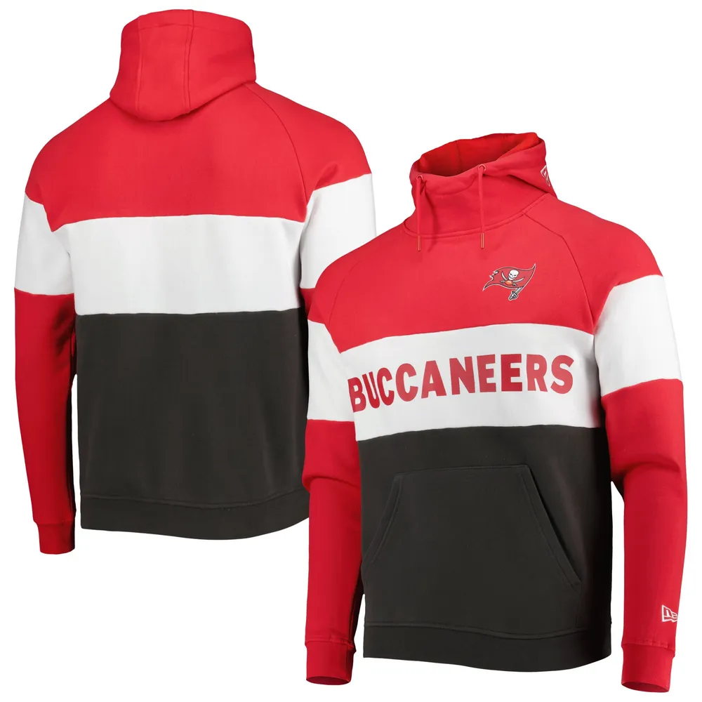 Men's New Era Red/Orange Tampa Bay Buccaneers Colorblock Throwback Pullover Hoodie Size: Medium