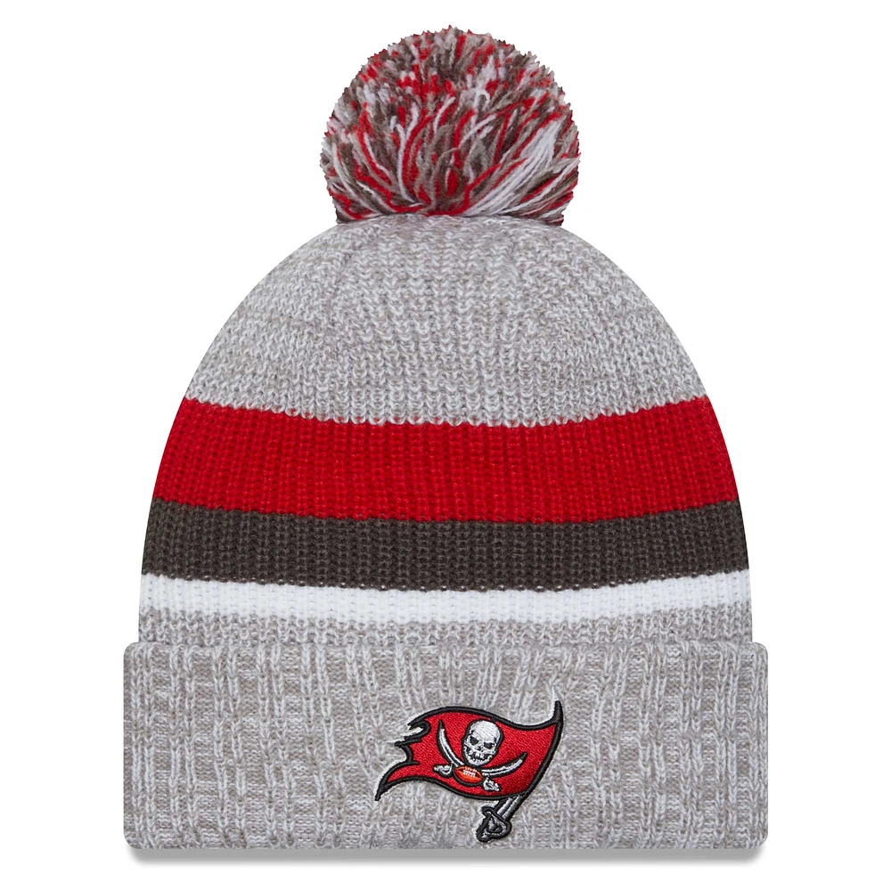 Men's New Era Heather Gray Tampa Bay Buccaneers Cuffed Knit Hat with Pom