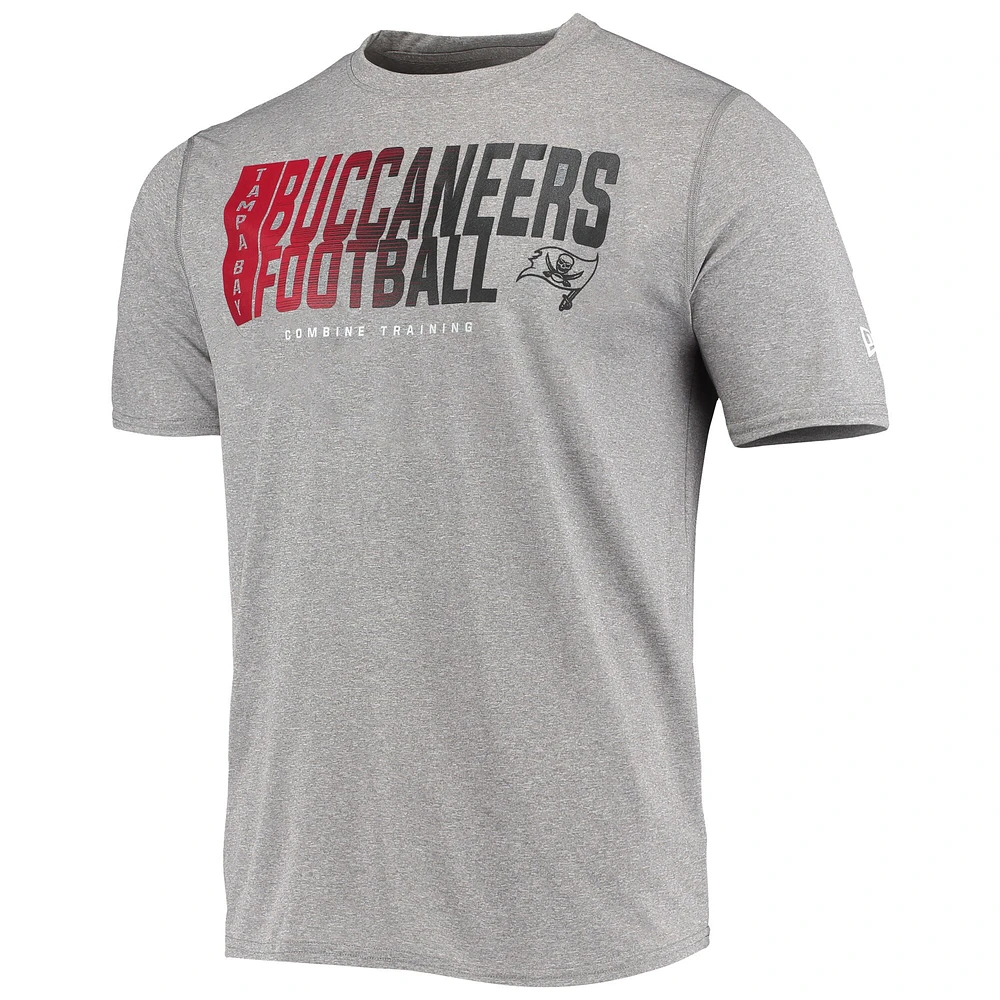 T-shirt New Era Heathered Grey Tampa Bay Buccaneers pour homme Combine Authentic Game On