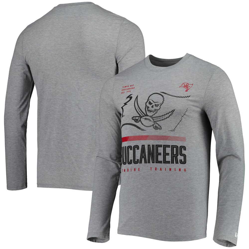 Men's New Era Heathered Gray Tampa Bay Buccaneers Combine Authentic Red Zone Long Sleeve T-Shirt