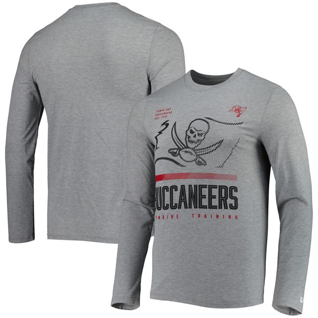 T-shirt à manches longues pour homme Tampa Bay Buccaneers Combine Authentic Red Zone New Era gris chiné