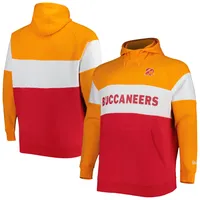 Chandail à capuchon raglan en molleton Big & Tall Throwback des Buccaneers de Tampa Bay orange/rouge New Era pour homme