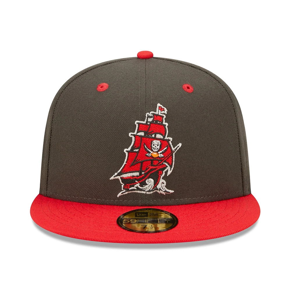 Men's New Era  Pewter/Red Tampa Bay Buccaneers Flipside 2Tone 59FIFTY Fitted Hat