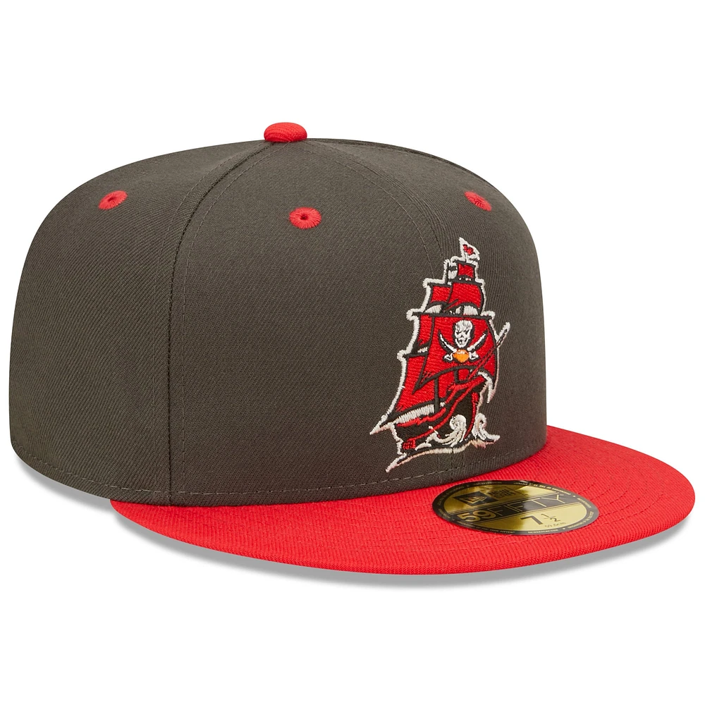 Men's New Era  Pewter/Red Tampa Bay Buccaneers Flipside 2Tone 59FIFTY Fitted Hat