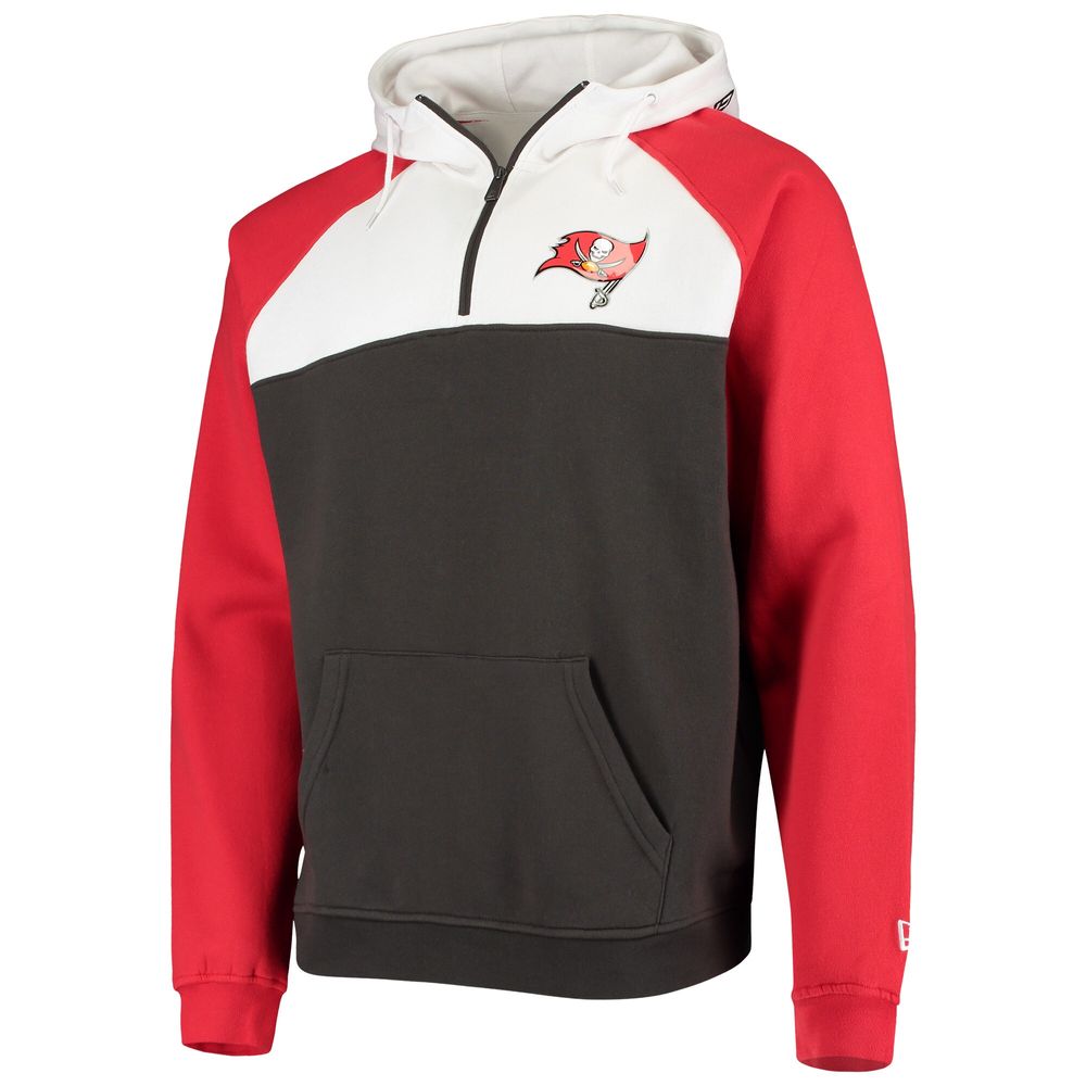 Men's New Era Pewter/White Tampa Bay Buccaneers Gametime Quarter-Zip Hoodie Jacket