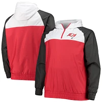 Men's New Era Red/Pewter Tampa Bay Buccaneers Big & Tall League Raglan Quarter-Zip Hoodie