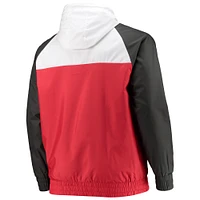 Men's New Era Red/Pewter Tampa Bay Buccaneers Big & Tall League Raglan Quarter-Zip Hoodie