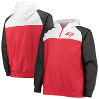 Men's New Era Red/Pewter Tampa Bay Buccaneers Big & Tall League Raglan Quarter-Zip Hoodie