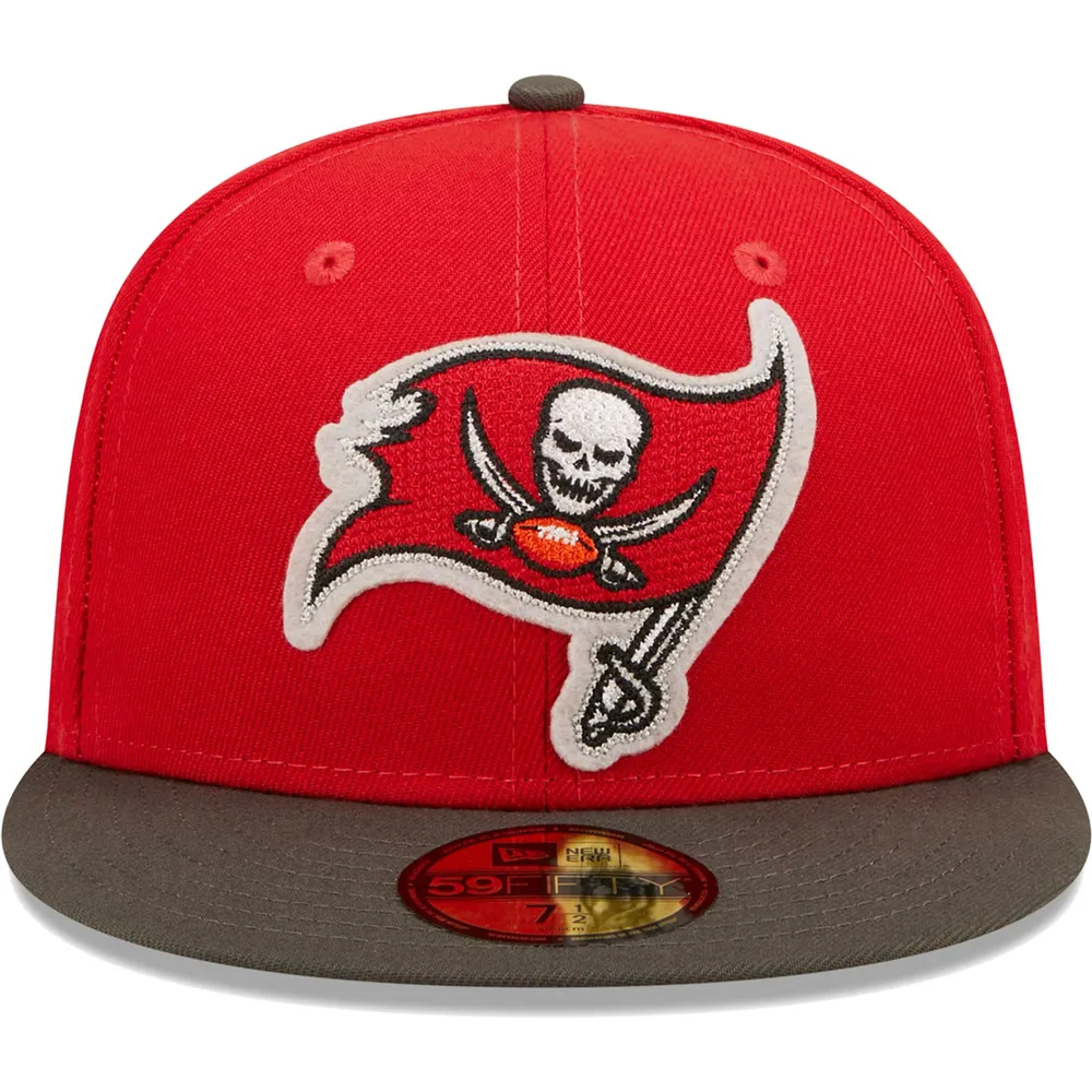 Casquette ajustée New Era rouge/étain Tampa Bay Buccaneers Super Bowl LV Letterman 59FIFTY pour homme