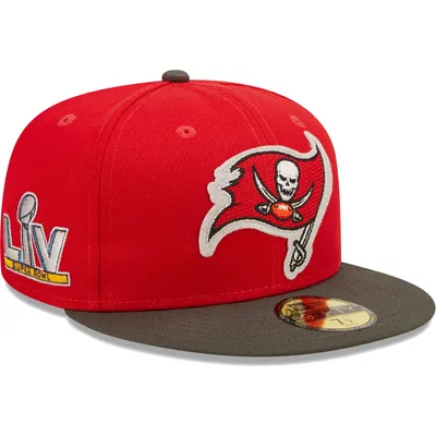 Casquette ajustée New Era rouge/étain Tampa Bay Buccaneers Super Bowl LV Letterman 59FIFTY pour homme