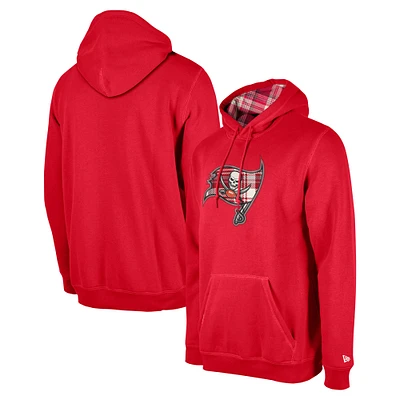 Men's New Era Red Tampa Bay Buccaneers 3rd Down Plaid Pullover Hoodie