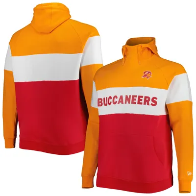 Tampa Bay Buccaneers New Era Big & Tall Throwback Colorblock Raglan Pullover Hoodie - Red