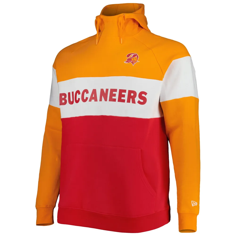 Chandail à capuchon raglan Big & Tall Throwback Colorblock des Buccaneers de Tampa Bay New Era pour homme, rouge