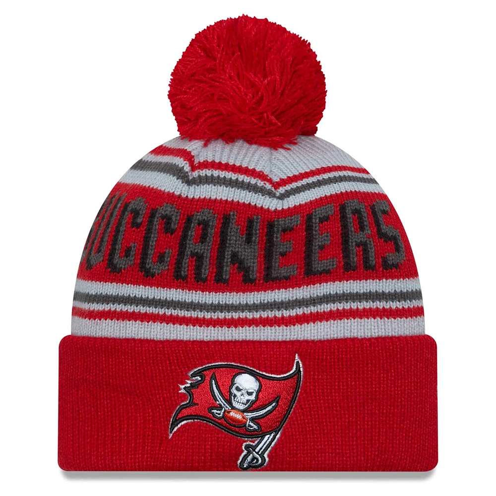 Men's New Era Red Tampa Bay Buccaneers Main Cuffed Knit Hat with Pom