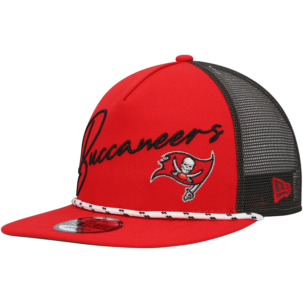 Casquette New Era Tampa Bay Buccaneers Script Logo Golfer 9FIFTY Snapback rouge pour homme