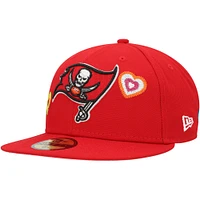 Men's New Era Scarlet Tampa Bay Buccaneers Chain Stitch Heart 59FIFTY Fitted Hat