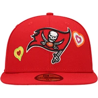 Men's New Era Scarlet Tampa Bay Buccaneers Chain Stitch Heart 59FIFTY Fitted Hat