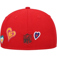 Men's New Era Scarlet Tampa Bay Buccaneers Chain Stitch Heart 59FIFTY Fitted Hat