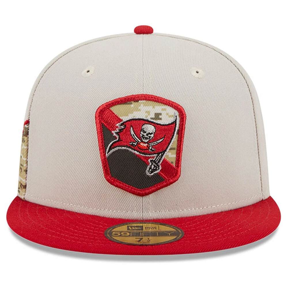 Men's New Era  Stone/Scarlet Tampa Bay Buccaneers 2023 Salute To Service 59FIFTY Fitted Hat