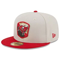 Men's New Era  Stone/Scarlet Tampa Bay Buccaneers 2023 Salute To Service 59FIFTY Fitted Hat