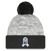 Bonnet en tricot à revers et pompon pour homme New Era Tampa Bay Buccaneers 2024 Salute To Service Digital Camo blanc/graphite
