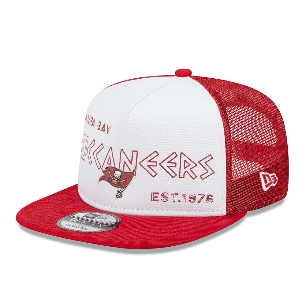 Men's New Era White/Red Tampa Bay Buccaneers Banger 9FIFTY Trucker Snapback Hat