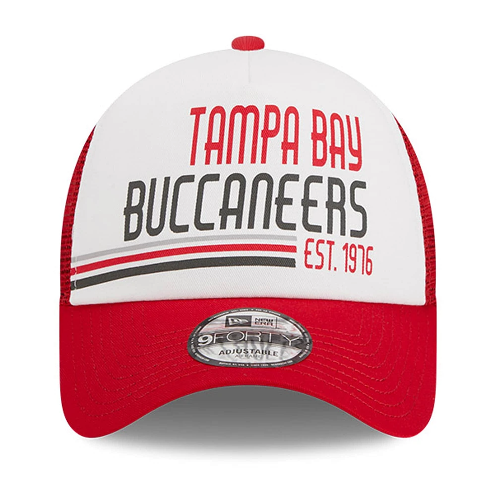 Men's New Era /Red Tampa Bay Buccaneers Stacked A-Frame Trucker 9FORTY Adjustable Hat