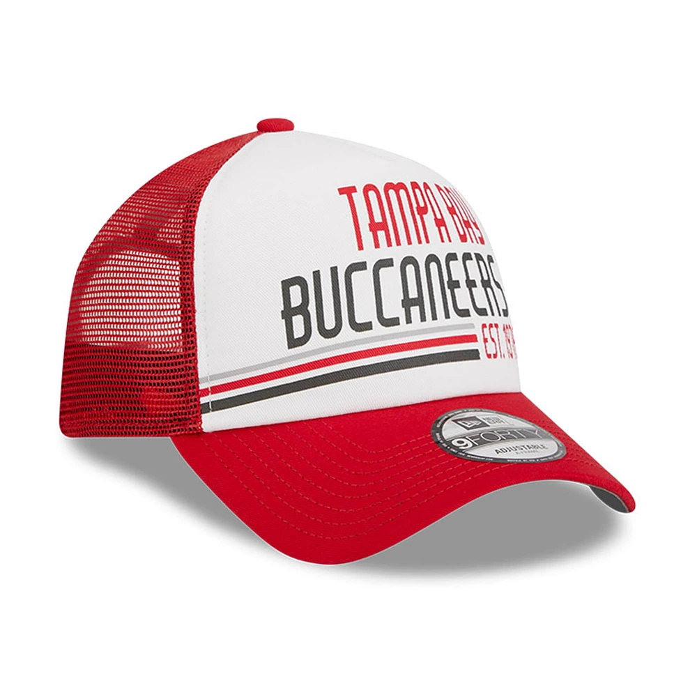 Men's New Era /Red Tampa Bay Buccaneers Stacked A-Frame Trucker 9FORTY Adjustable Hat