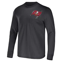 Collection NFL x Darius Rucker pour hommes par Fanatics Charcoal T-shirt à poche manches longues de l'équipe des Buccaneers Tampa Bay