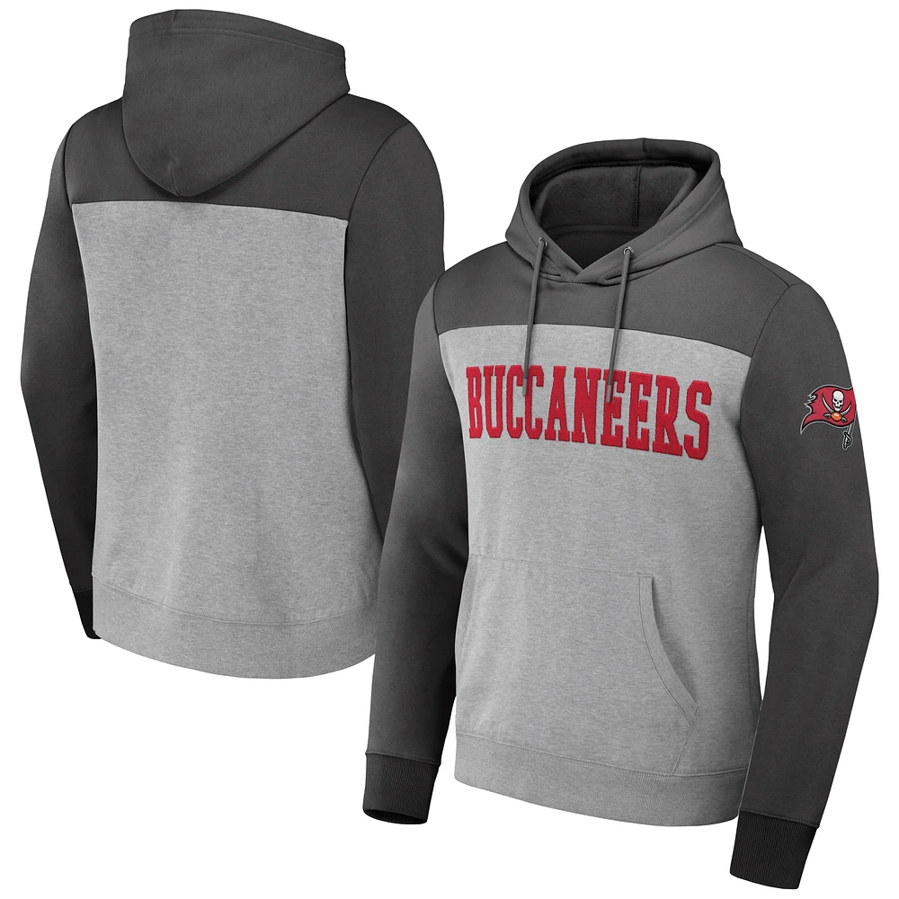 Men's NFL x Darius Rucker Collection by Fanatics Heather Gray Tampa Bay Buccaneers Color Blocked Pullover Hoodie