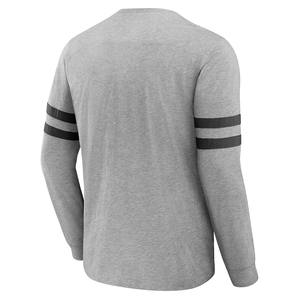 Men's NFL x Darius Rucker Collection by Fanatics Heather Gray Tampa Bay Buccaneers Henley Long Sleeve T-Shirt