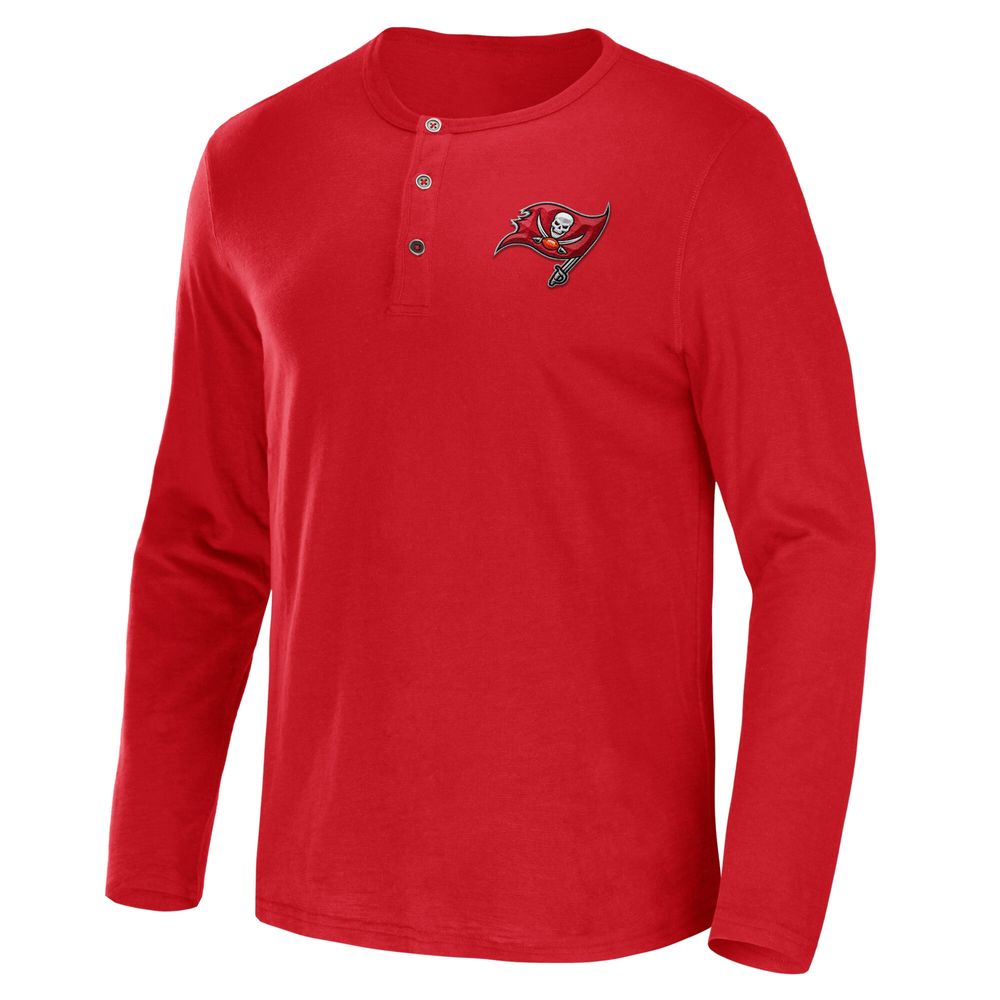 Men's NFL x Darius Rucker Collection by Fanatics Red Tampa Bay Buccaneers Slub Jersey Henley Long Sleeve T-Shirt