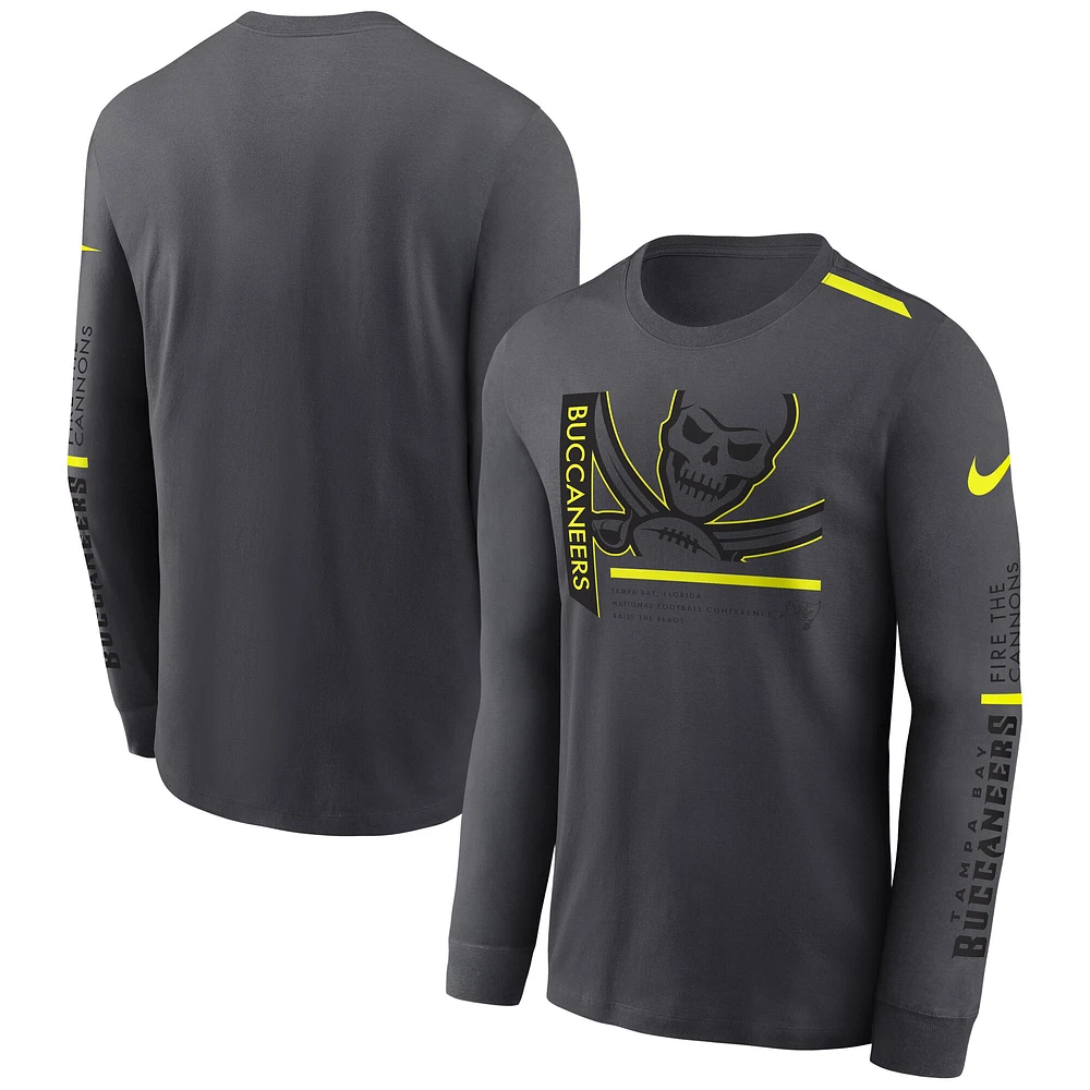 Men's Nike Anthracite Tampa Bay Buccaneers Volt Performance Long Sleeve T-Shirt