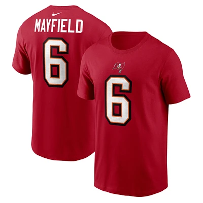 T-shirt avec nom et numéro de joueur Nike Baker Mayfield rouge Tampa Bay Buccaneers pour homme