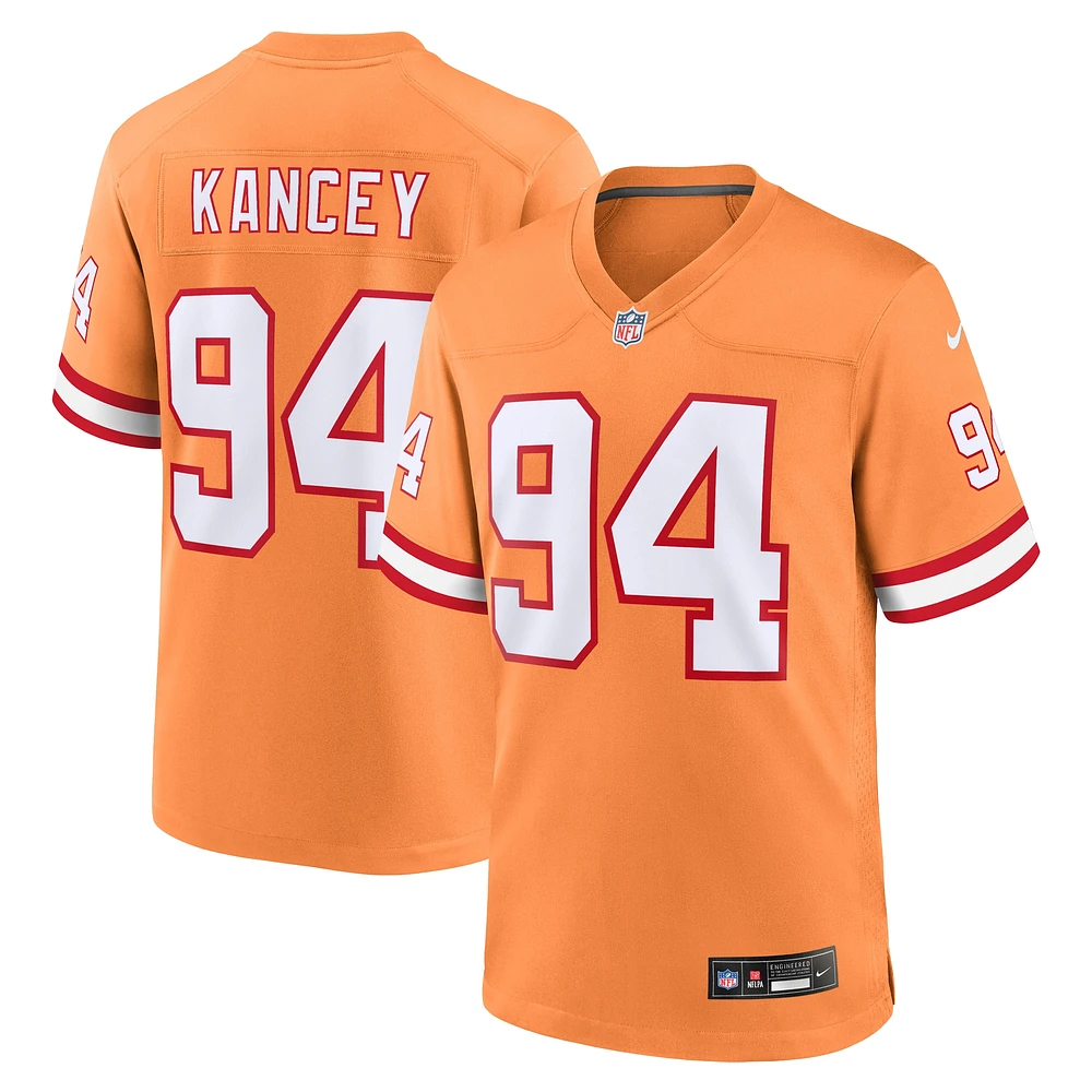 maillot Nike Calijah Kancey pour homme, orange, Tampa Bay Buccaneers, de match l'équipe alternative