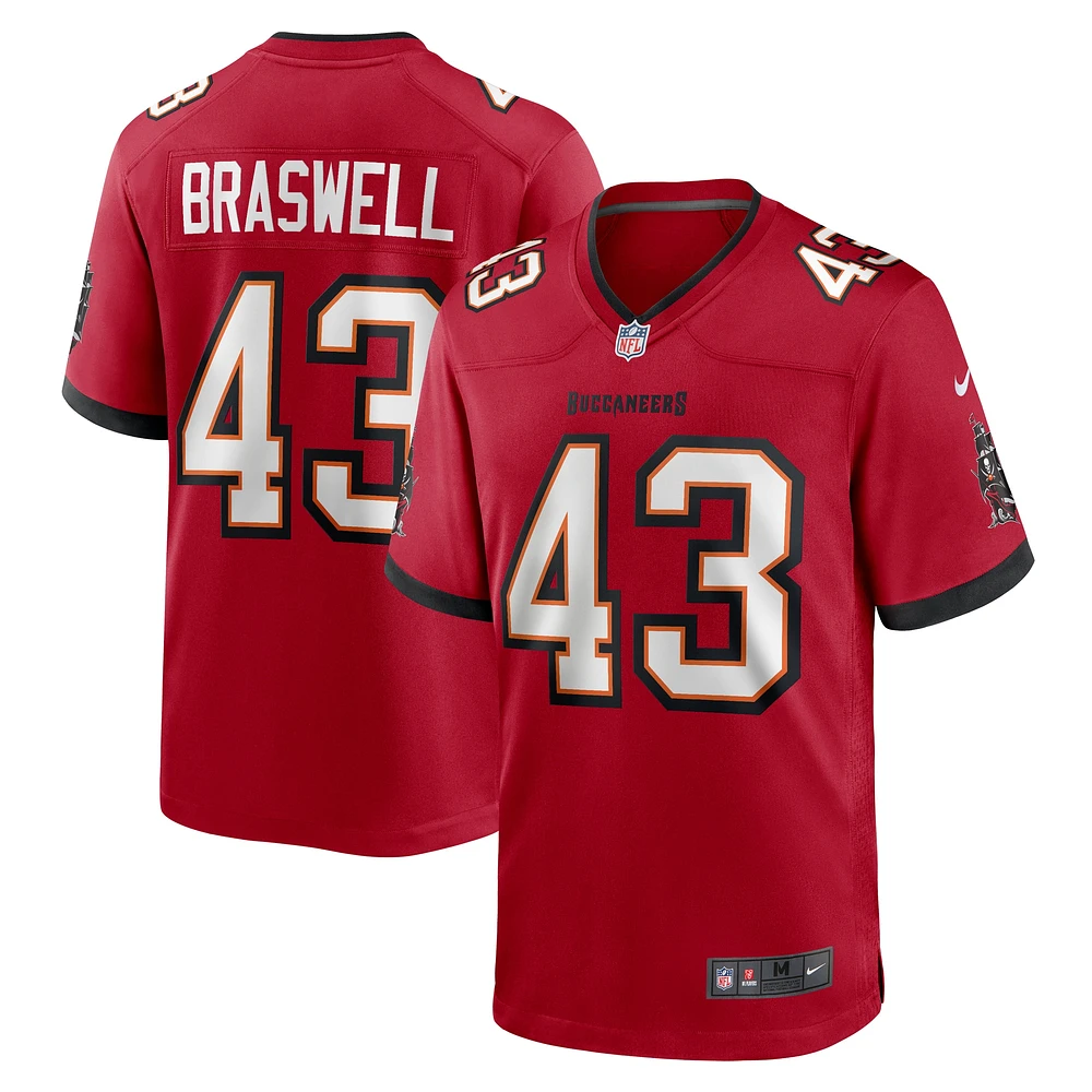 Maillot de match Nike Chris Braswell rouge des Buccaneers Tampa Bay pour homme