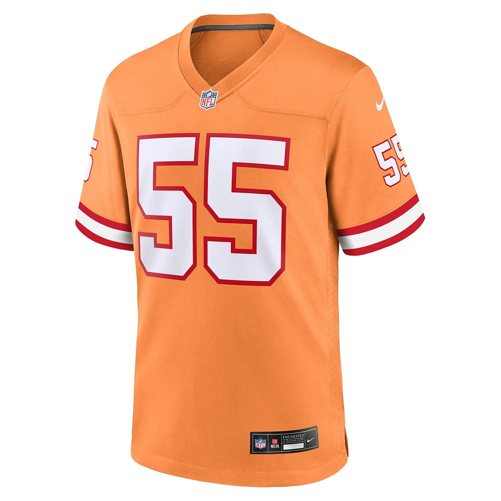 Maillot de jeu Throwback des Buccaneers Tampa Bay Nike Derrick Brooks orange pour homme