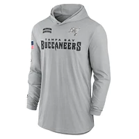 Men's Nike Gray Tampa Bay Buccaneers 2024 Salute to Service Lightweight Performance Long Sleeve Hooded T-Shirt