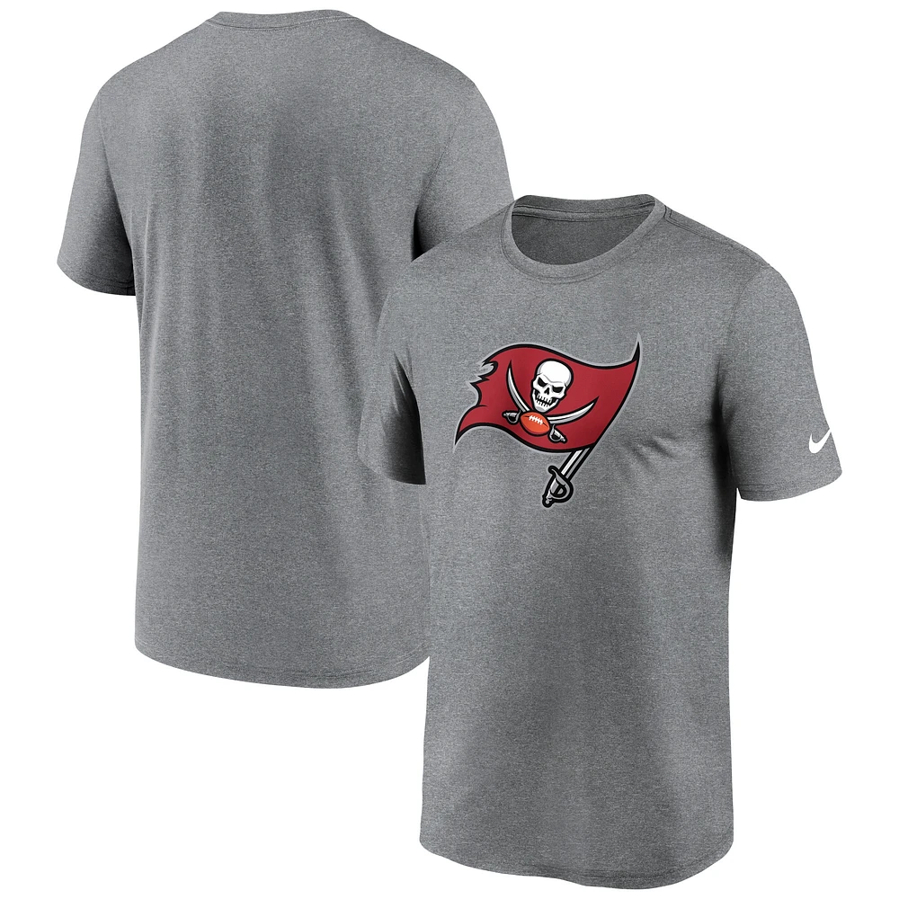 T-shirt de performance à logo légende des Tampa Bay Buccaneers Nike Heather Charcoal pour homme