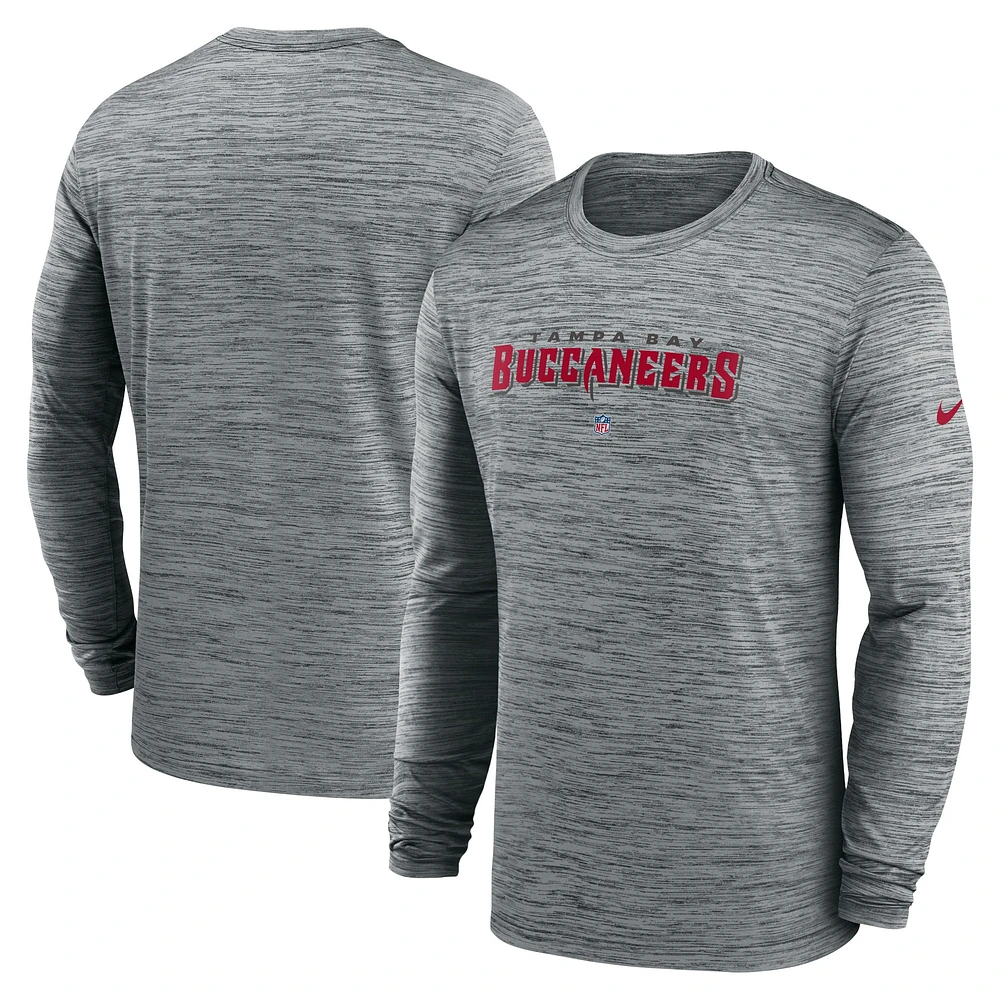 Men's Nike  Heather Gray Tampa Bay Buccaneers Sideline Team Velocity Performance Long Sleeve T-Shirt