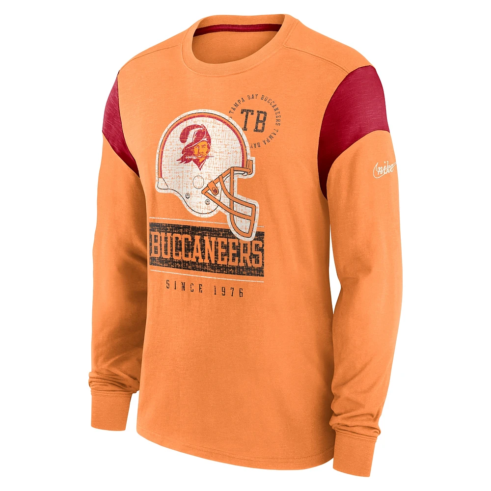 Men's Nike Heather Orange Tampa Bay Buccaneers Rewind Playback Helmet Long Sleeve T-Shirt