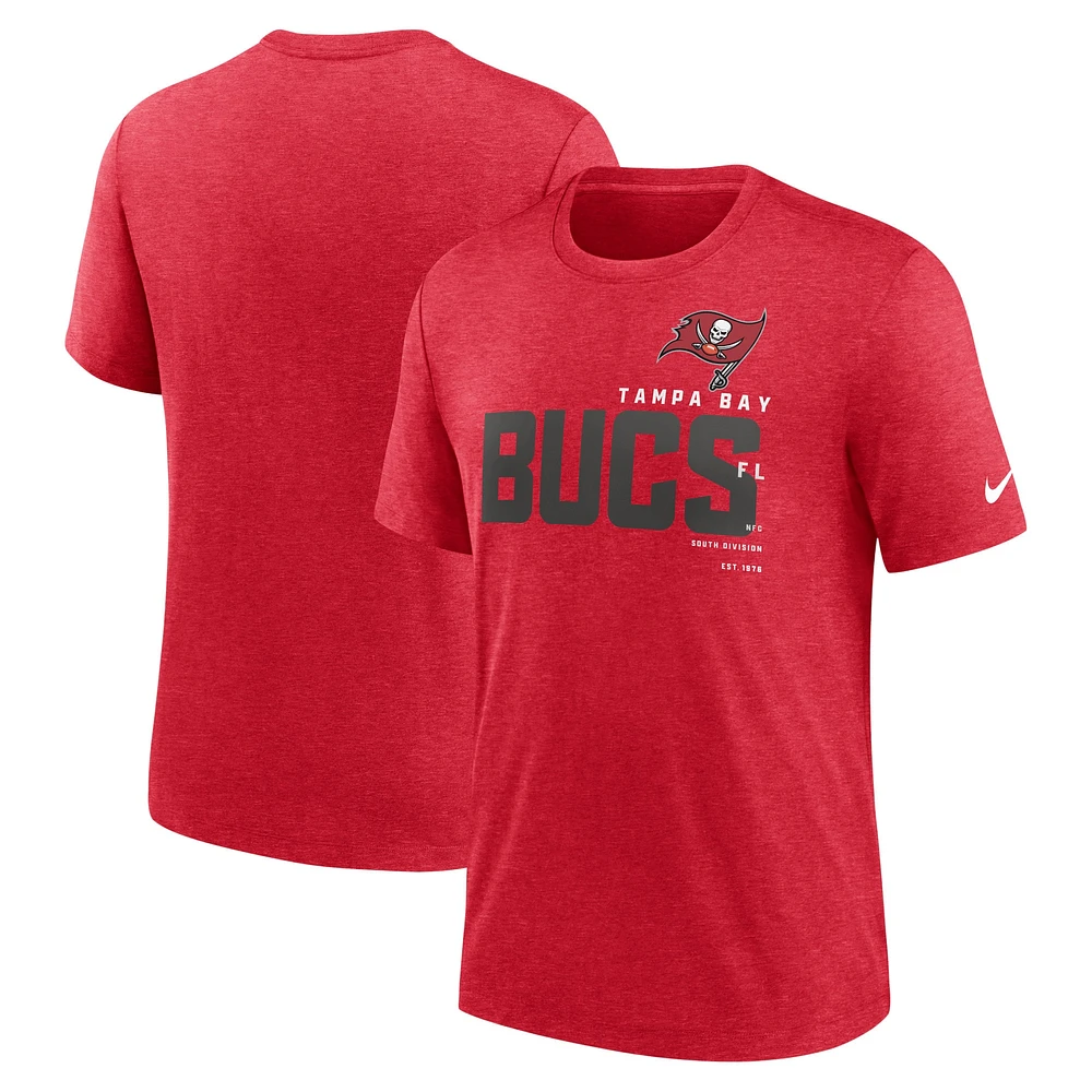 T-shirt Nike Tampa Bay Buccaneers Team Tri-Blend rouge chiné pour homme